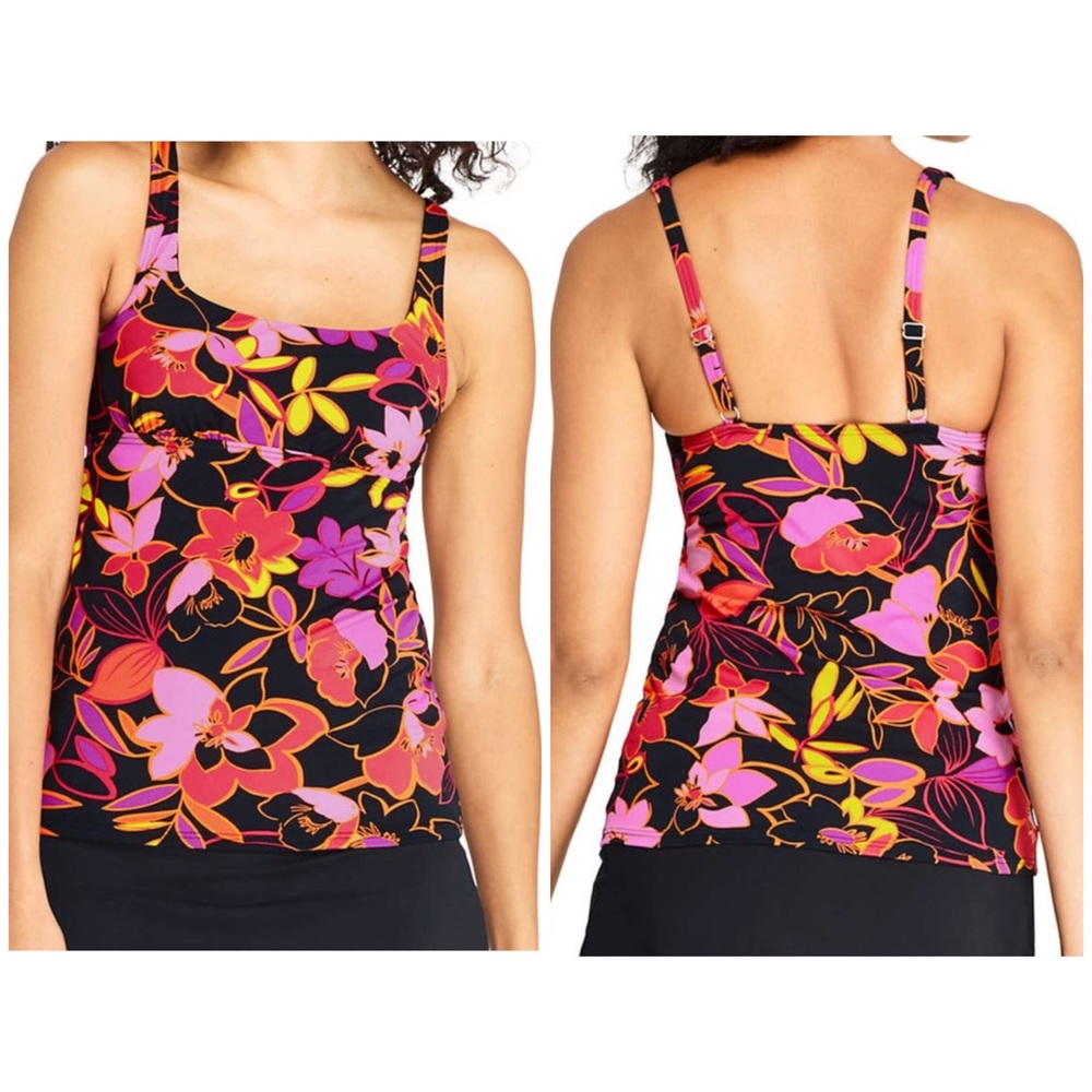 Lands End Square Neck Underwire Tankini Top